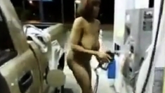 Old Black Woman Fuels Up Her Car Nude
