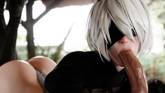 NieR Automata Horny 2B Suck Huge Thick Cock Sex Collection